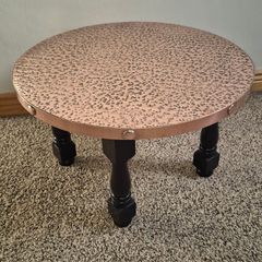 Vintage Hammered Copper Round Coffee Table