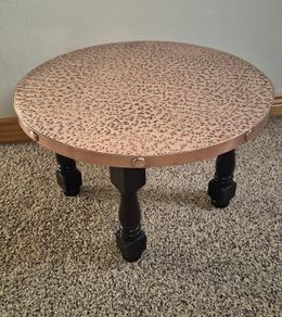 Vintage Hammered Copper Round Coffee Table