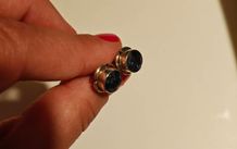 silver earrings with natural navy sapphire stone