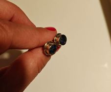 silver earrings with natural navy sapphire stone