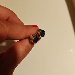 silver earrings with natural navy sapphire stone