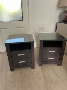 Walnut  bedside lockers x 2
