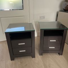 Walnut  bedside lockers x 2
