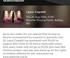 2 x Lewis Capaldi Tickets - Belfast