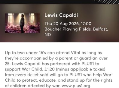 2 x Lewis Capaldi Tickets - Belfast