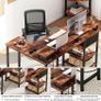 L Shaped Desk with Power Outlet Corner Computer Desk with Storage Shelves & Fabric Drawer, Study Writing Table Gaming Desk for Home Office L120xW80xH88cm Image 5