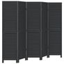 Room Divider 5 Panels Black Solid Wood Paulownia Image 3