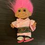 Vintage RUSS TROLL DOLL Fuchsia Hair JAPANESE Around The World JAPAN w Slippers Image 2