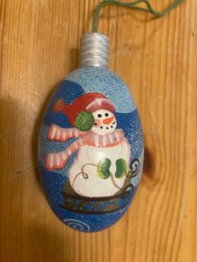 Wooden Egg-Shaped Christmas Ornament