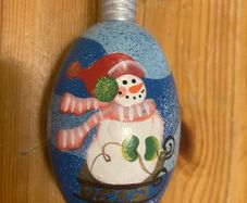 Wooden Egg-Shaped Christmas Ornament