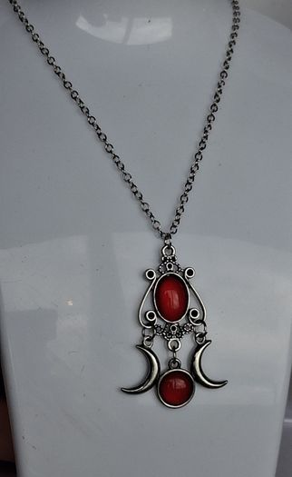 Gothic Triple Moon Goddess Pendant Necklace