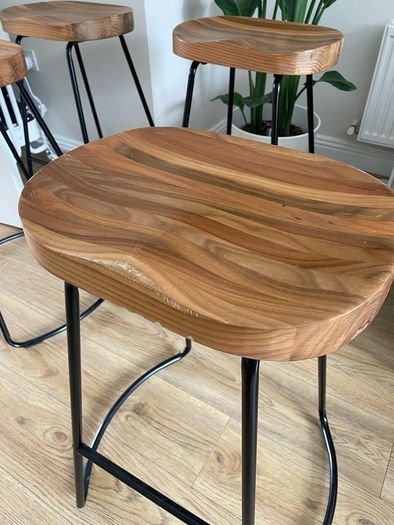 Premium Vintage-Style Elm Wood Barstools (Set of 4)