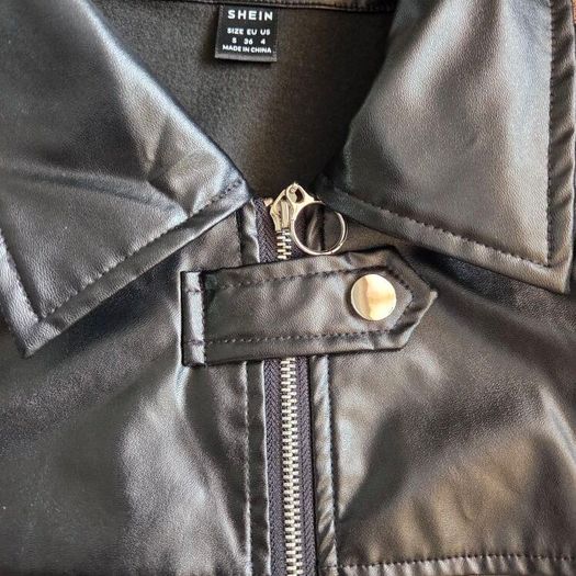 Black  Rockstar faux leather cropped jacket, size S