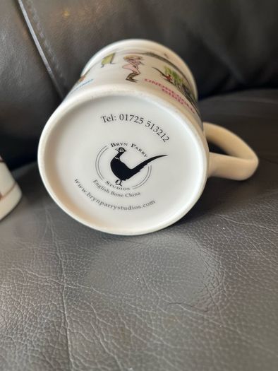 A Pair of Brand New Funny Bryn Parry China Mugs