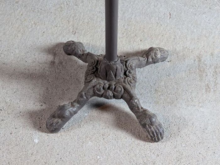 Vintage French cast iron pedestal base cafe table