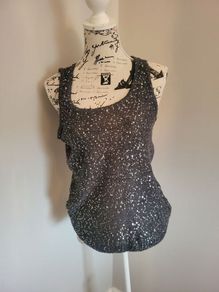 grey sequin knit top
