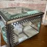 New bevelled glass, mirror and metal monogrammed R trinket box Image 8