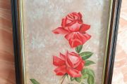 Beautiful Framed Floral Acrylic Painting Red Roses Signed Martin