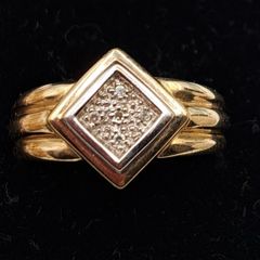 9ct yellow  diamond ring size O
