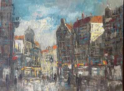 Mid Century Impasto oil on canvas painting