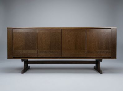 Mid-Century Modern Danish Stained Oak Architectural Sideboard Attributed to Skovby