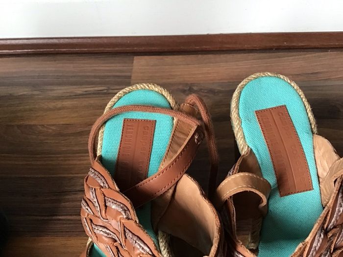 Ladies Camper Tan Leather High Heel Sandal Size 36