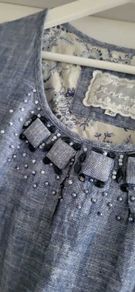ANTEA blue cotton dress Sz 42 (Fit 12-14UK) - Rrp 89 Dollars
