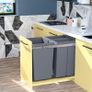 40L Pull Out Kitchen Recycle Waste Bin with Soft Close Dustbin Recycling Cabinet Trash Can Grey (1x20L+2x10L)) Image 2