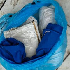 bag of bags, plastic wrapping and bubble wrap