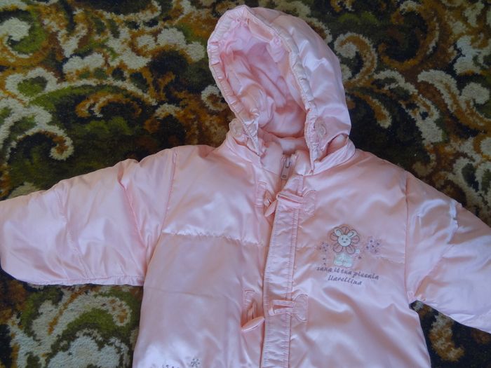 Baby girl warm winter overalls with mittens 100% down filling
