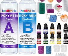 Epoxy Resin Kit 500ml, 2 Part Casting Resin Starter Kit, Resin Kits for Beginners, Epoxy Resin and Hardener with Key Chains Moulds for Sculpting Moulding & Casting, Art & Craft, Jewelry Making Kit (FREE POSTAGE)