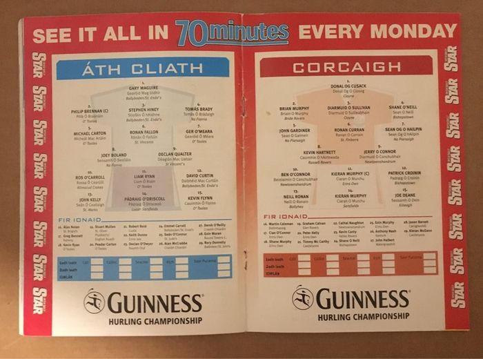 30th June 2007 GAA (Hurling) Programme. Dublin (Atha Cliath) V Cork (Corcaigh)  @ Pairc Ua Parnell