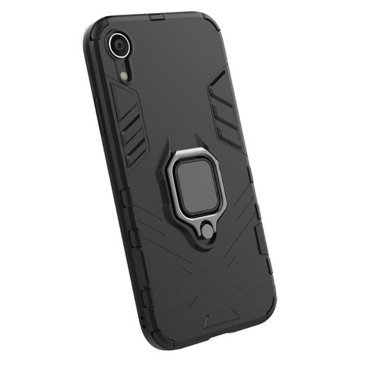 For iPhone XR Case Hybrid Cover Rugged Armor Shockproof Magnet Ring Holder Stand - FHT02IPK5