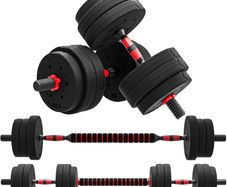 25kg 2 IN 1 Adjustable Dumbbells Weight Set, Dumbbell Hand Weight Barbell for Body Fitness, Lifting Training for Home, Office, Gym, Black