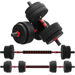 25kg 2 IN 1 Adjustable Dumbbells Weight Set, Dumbbell Hand Weight Barbell for Body Fitness, Lifting Training for Home, Office, Gym, Black