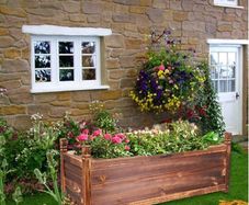 Raised Garden Bed Flower or Vegetable Planter Window Mounted Plant Box for Garden, Yard Wood Box for Planting