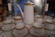 German White &amp; Gold China Coffee Set