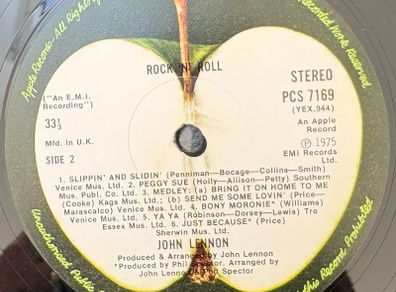John Lennon - Rock N' Roll. Apple Records UK first pressing, 1975. Plays brilliantly. No cover. Bargain.