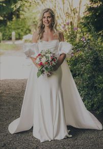 Jenny Yoo Magnolia silk dress with statement Jewel cape