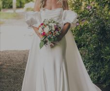 Jenny Yoo Magnolia silk dress with statement Jewel cape