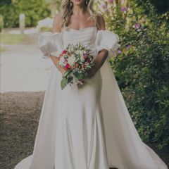 Jenny Yoo Magnolia silk dress with statement Jewel cape