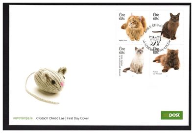 2014 Ireland Cats (Maine Coon, Burmese, British Shortair & Persian) Commemorative Stamps An Post First Day Cover (FDC)