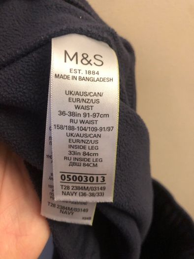 M&S navy fleece pyjama bottoms (36-38/33)