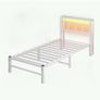 Single Bed Frame with Headboard&LED Lights,Heavy Duty Metal Platform Bed Frame Single with Charging Station, Image 6