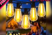 MASSIVE SALE Festoon Lights Outdoor Mains Powered - 100Ft Garden String Lights with 50+3(Spare) LED Shatterproof Bulbs Outside Waterproof Weatherproof 30.48M Gazebo Lights for Patio Party Pergola Bistro (FREE POSTAGE)