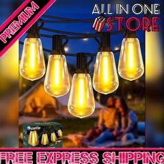 MASSIVE SALE Festoon Lights Outdoor Mains Powered - 100Ft Garden String Lights with 50+3(Spare) LED Shatterproof Bulbs Outside Waterproof Weatherproof 30.48M Gazebo Lights for Patio Party Pergola Bistro (FREE POSTAGE)