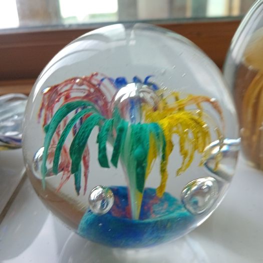 3 Retro Hand Blown Glass Maritime Paperweights