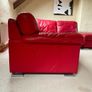 Genuine Leather Sofa & Poof Image 5