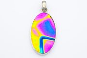 Vintage 925 Sterling Silver &amp; Dichroic Glass Pendant