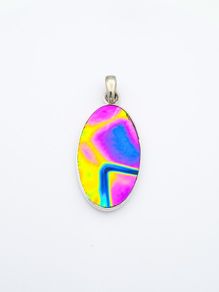 Vintage 925 Sterling Silver & Dichroic Glass Pendant